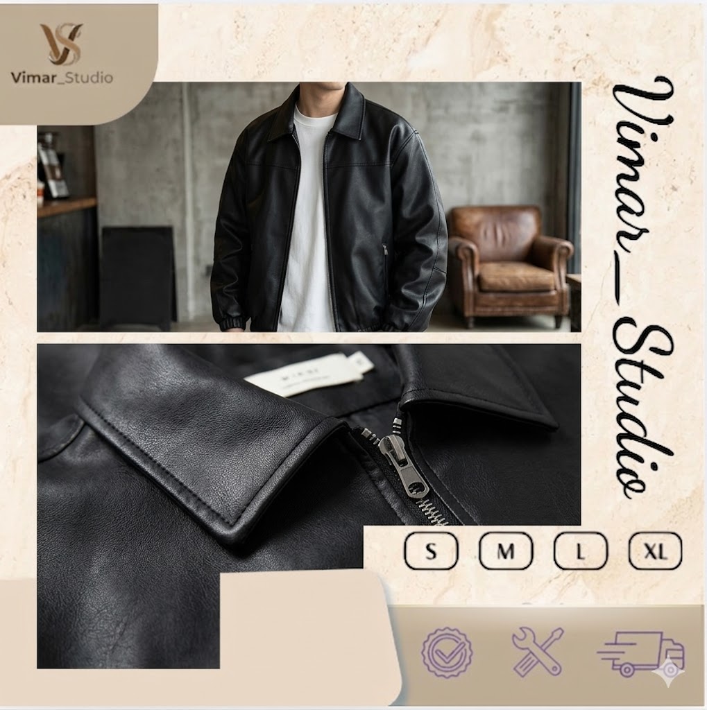 Áo Khoác Da Vimar Studio - Phong Cách Minimalist Bomber - Ảnh 2